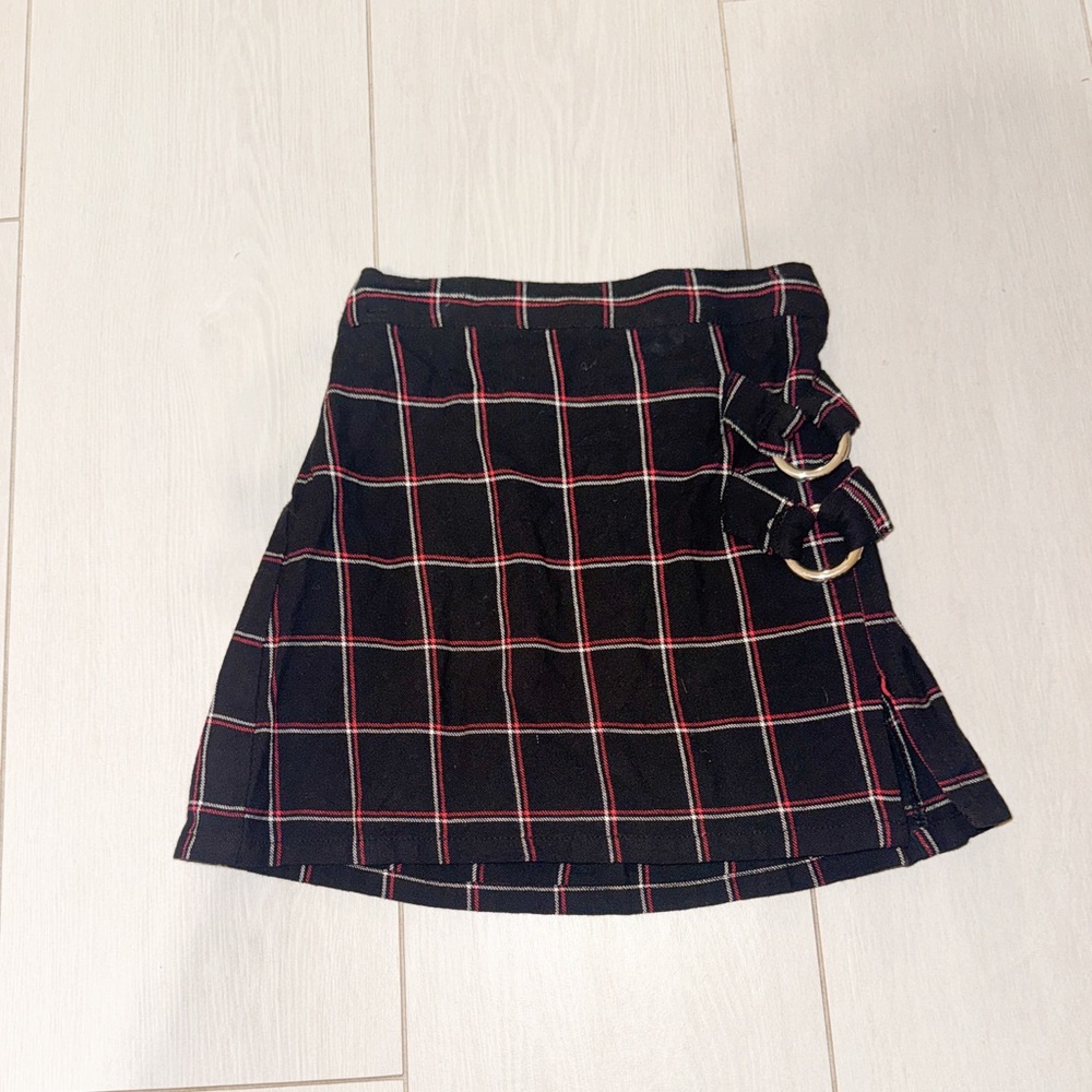 Chic Kids black Plaid joyous and free Skirt with Buckle Detail